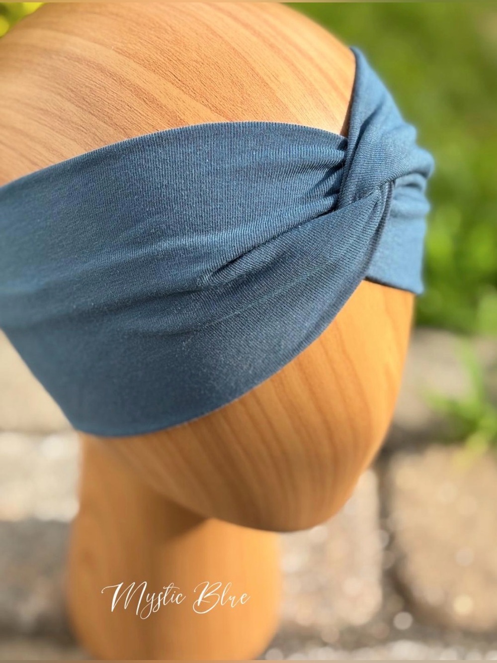 Handmade Organic Cotton Twist Headband in Mystic Blue — like New!